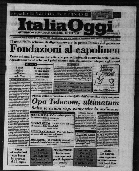 Italia oggi : quotidiano di economia finanza e politica